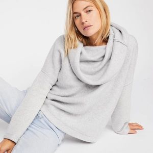 Free People Sweater Grey Cowl Neck oversized Huntington Pullover